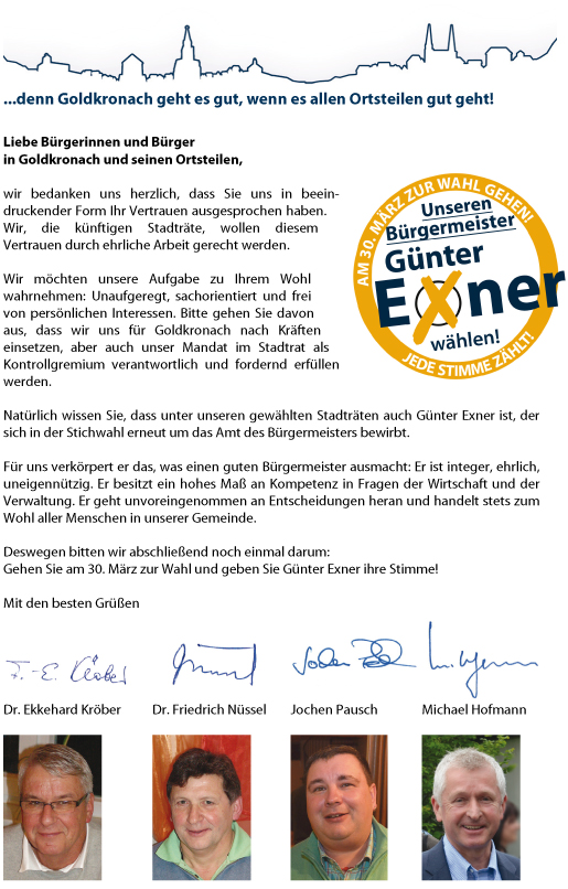 Unsere Stadträte für Günter Exner!